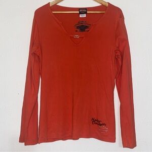 Caliente San Antonio Texas Harley Davidson Shirt V-Neck Rhinestone Biker Top 1XL
